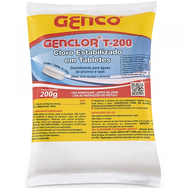 Pastilhas Tabletes Cloro Genclor T-200 Genco 200gr Pastilhas Tabletes Cloro Genclor T-200 Genco 200gr