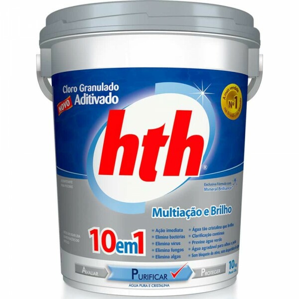 Cloro hth Hipoclorito Aditivado Multi Ação e Brilho 10 em 1 balde 10kg Cloro hth Hipoclorito Aditivado Multi Ação e Brilho 10 em 1 balde 10kg