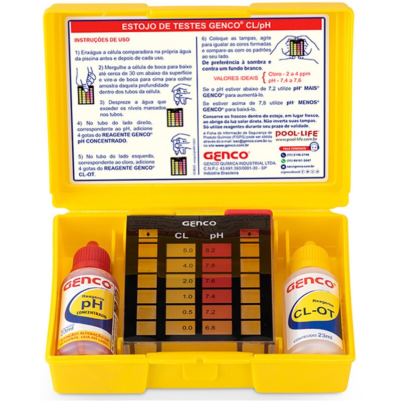 Estojo de Analises de Cloro e PH Genco Estojo de Analises de Cloro e PH Genco